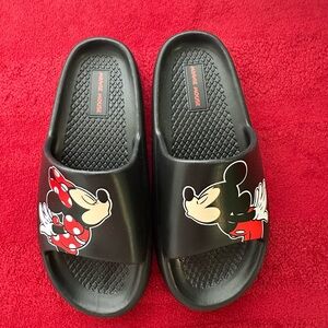 Disney Black Flats with Mickey and Minnie Design